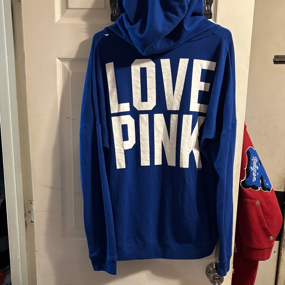 PINK Victoria's Secret Royal Blue Hoodie with White Logo
